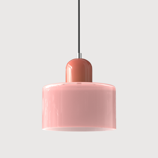 Cylindrical Glass Pendant Light - Modern Iron LED Fixture - Stylish Home Lighting - Image 1