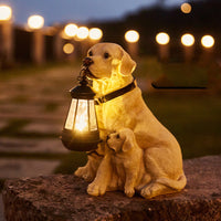 Dog Sculpture Solar Lantern - Outdoor LED Garden Statue - Decorative Pet Lighting