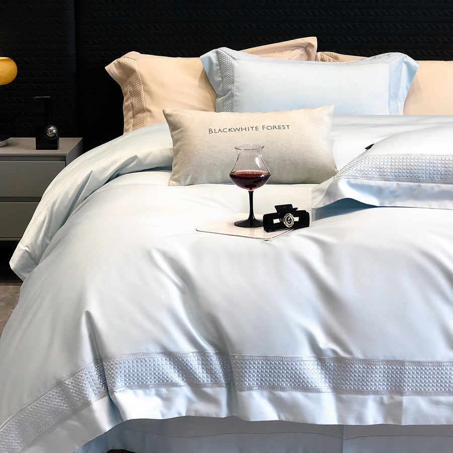 Egyptian Cotton Bedding Set with Fine Woven Border