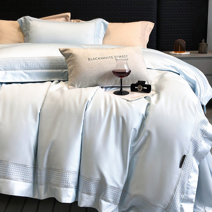 Egyptian Cotton Bedding Set with Fine Woven Border