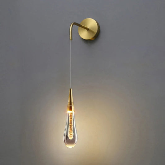 Elegant Glass Raindrop Wall Sconce - Modern LED Lighting - Iron Fixture - Image 1