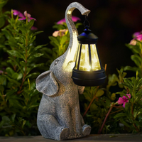 Elephant Garden Statue - Solar Lantern - Outdoor Decor - Weather Resistant Resin