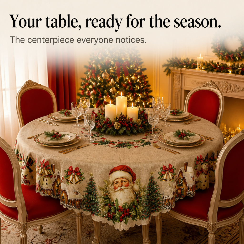 Embossed Christmas Print Tablecloth
