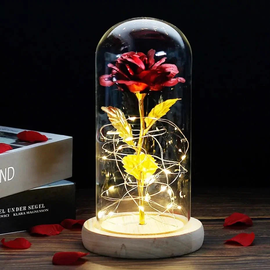Eternal Rose in Glass Dome with LED Lights