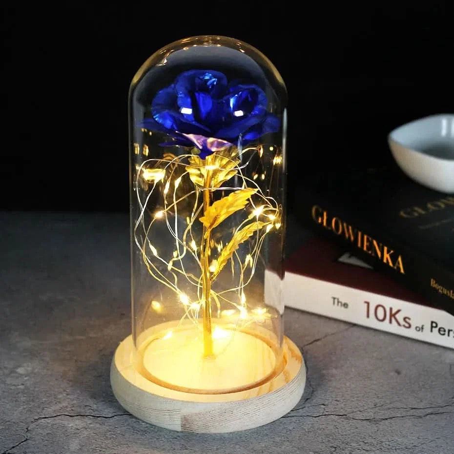Eternal Rose in Glass Dome with LED Lights