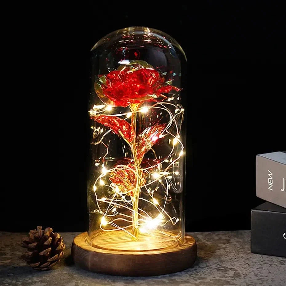 Eternal Rose in Glass Dome with LED Lights