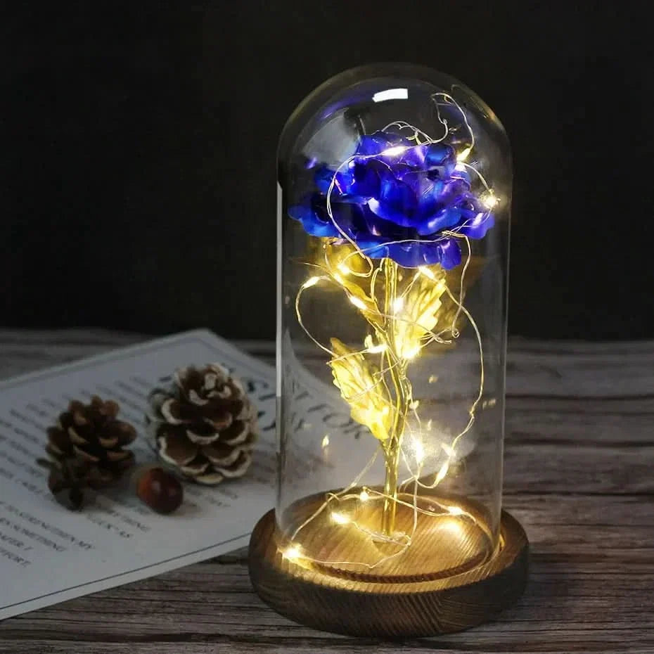 Eternal Rose in Glass Dome with LED Lights