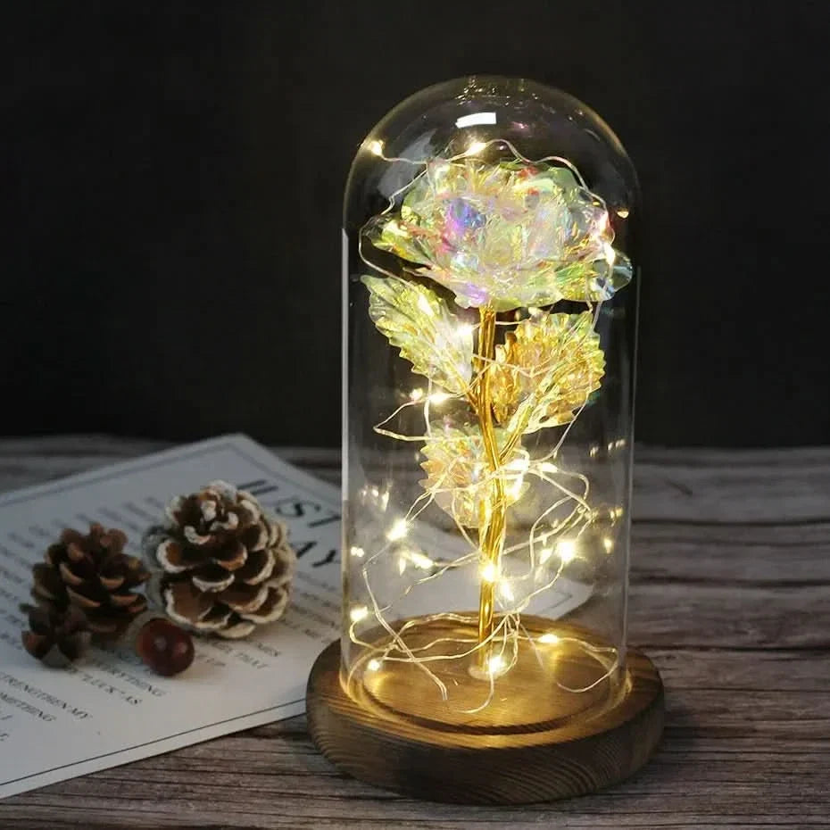 Eternal Rose in Glass Dome with LED Lights