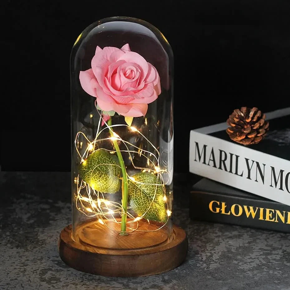 Eternal Rose in Glass Dome with LED Lights