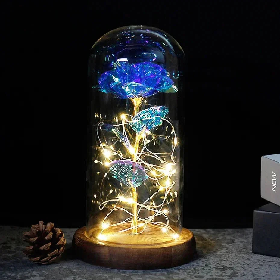 Eternal Rose in Glass Dome with LED Lights