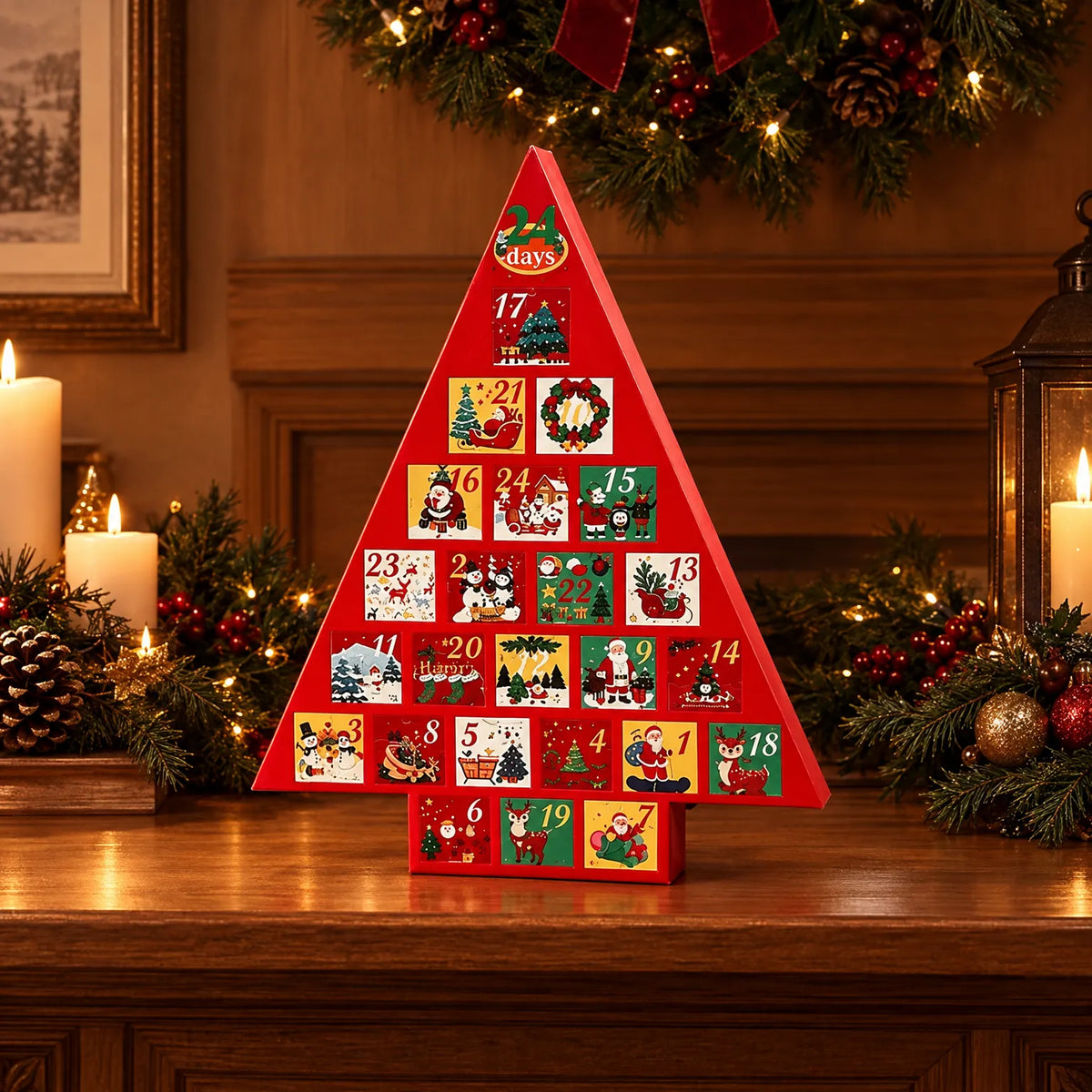 Fillable Christmas Tree Advent Calendar – Freestanding Christmas Tree with 24 Drawers, 41 cm High, Reusable