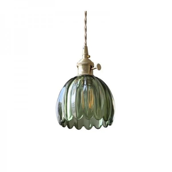 Floral Glass Pendant Light - Elegant Style - Single Light - Copper Fixtures - Image 6