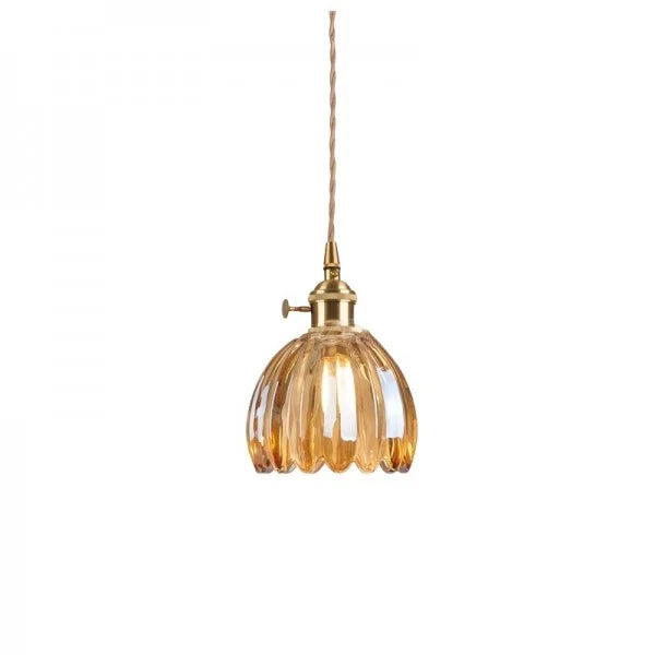 Floral Glass Pendant Light - Elegant Style - Single Light - Copper Fixtures - Image 8