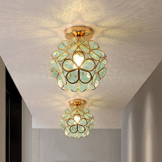 Flower Glass Ceiling Lamp - Floral Design Flush Mount - Hallway Lighting - Image 1