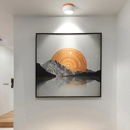 Flush Mount Ceiling Light - Wood Accent - Minimalist Style - Image 1