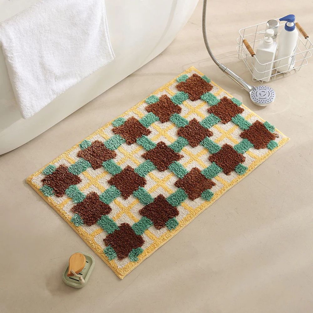 Geometric Plush Bath Mat - Moroccan Retro Style - 80x50cm - Image 8