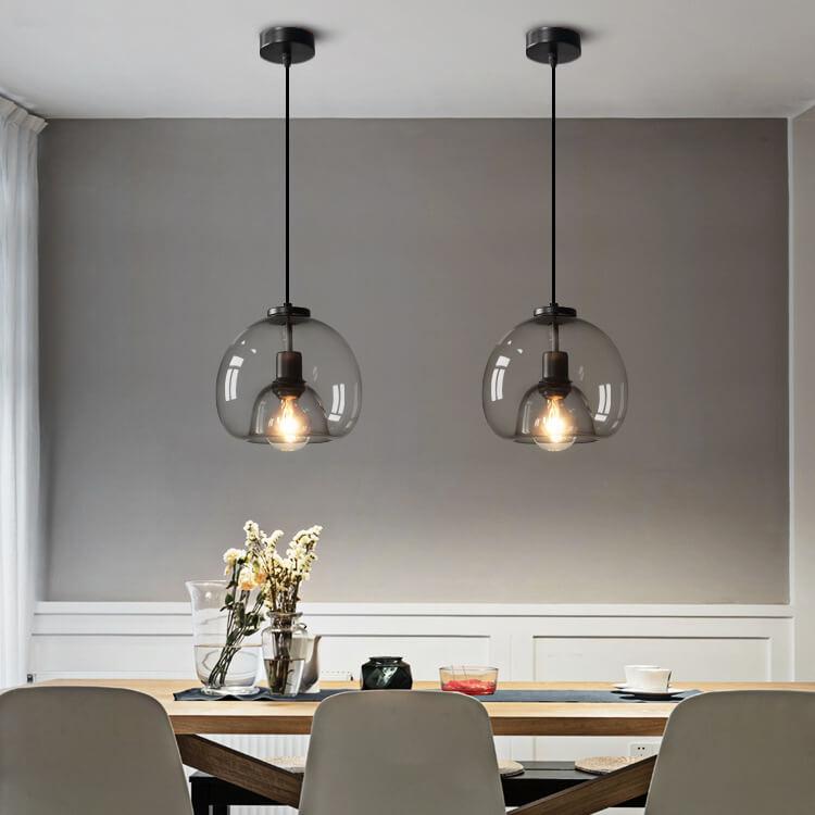 Glass Dome Pendant Light - Modern Style - Single Light - Adjustable Drop - Image 1