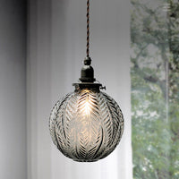 Glass Globe Pendant Light - Leaf Pattern - Modern Style - Hanging Lamp