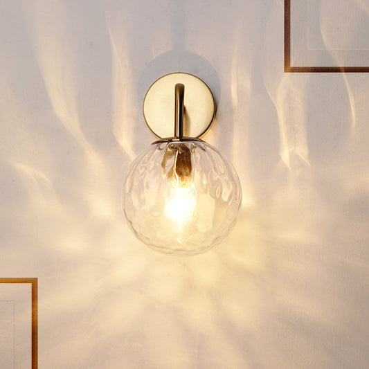 Glass Globe Wall Lamp - Modern Gold Finish Lighting - Decorative Wall Sconce - Image 1