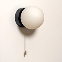 Glass Globe Wall Sconce - Minimalist Style - LED Lighting - Pull Cord Lamp