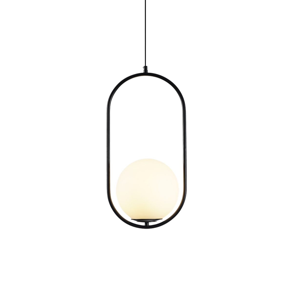 Globe Pendant Light - Brass or Black Metal Frame - Modern Industrial Hanging Lamp - Image 1