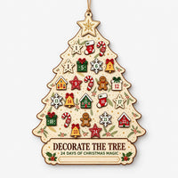Hanging Wooden Advent Calendar – Reusable Christmas Tree Wall Calendar with 24 Wooden Ornaments