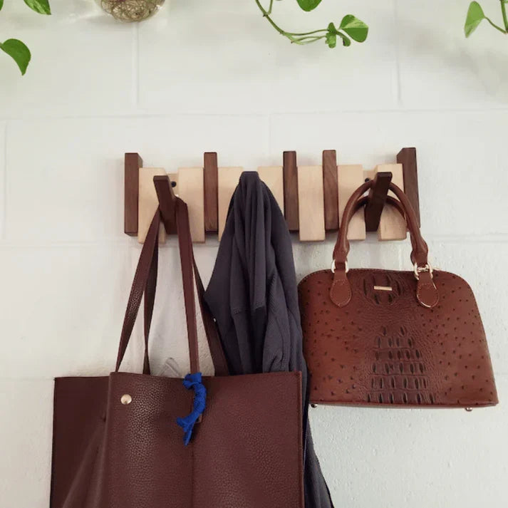 HarmonyCoat Wooden Piano Coat Rack – Stylish Wall Decor & Practical Storage Organizer