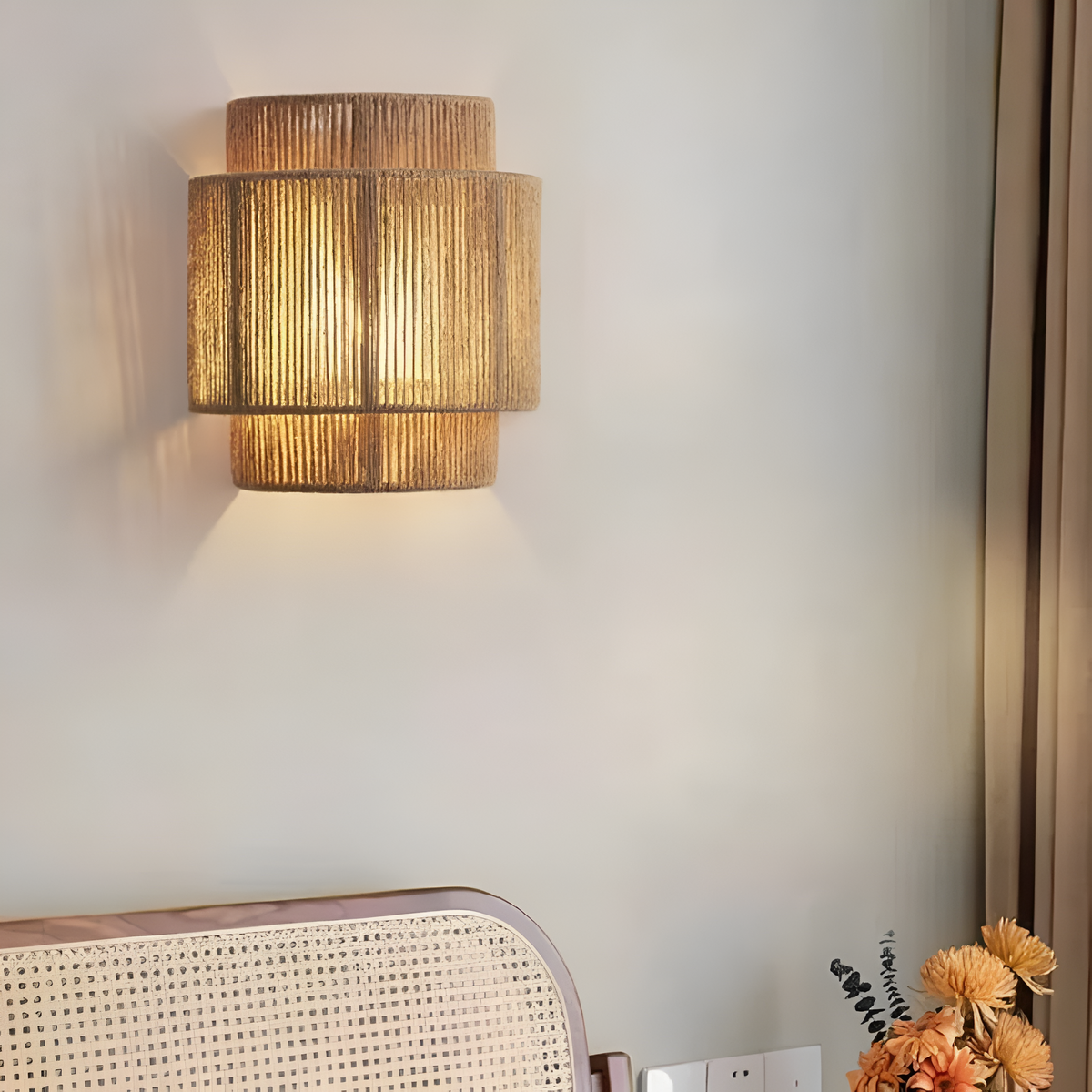 Hemp Rope Wall Sconce - Bohemian Style - Rustic Wall Lamp - LED - 1-Light - Image 5