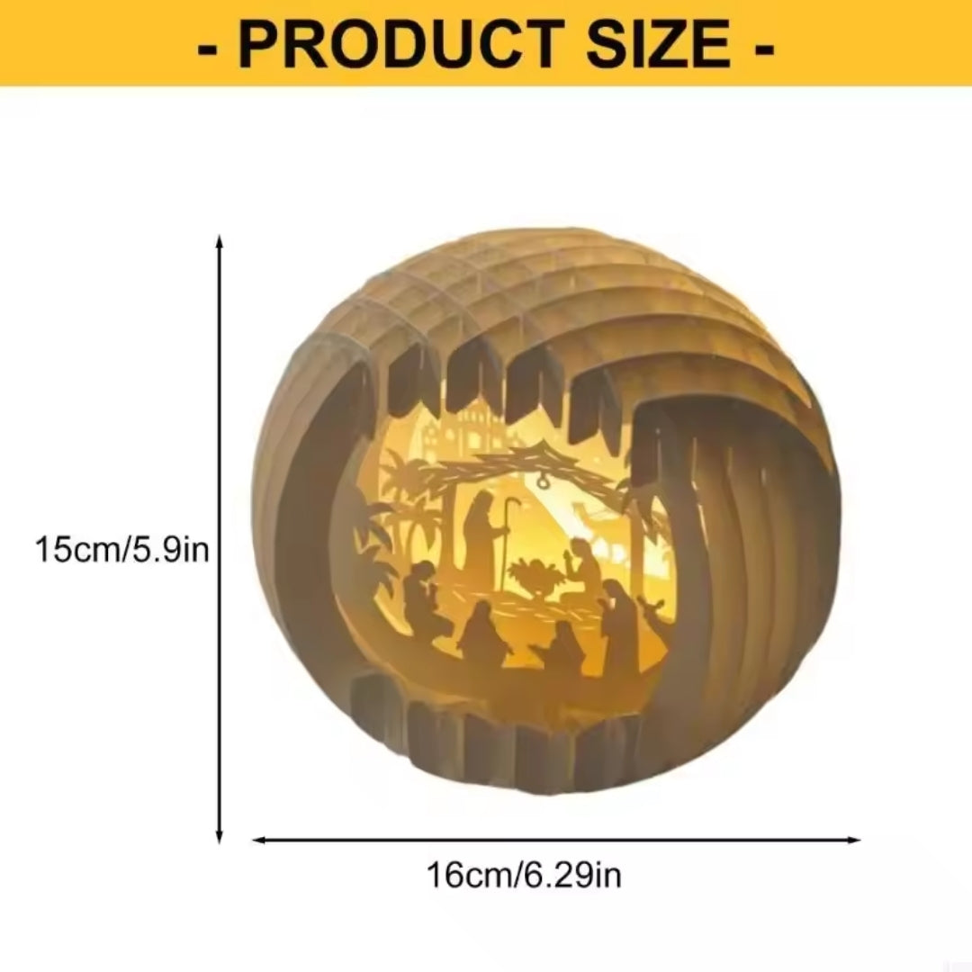 Illuminated Paper Nativity Scene