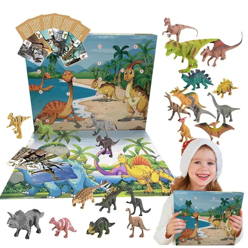 Kids' 24-Day Dinosaur Christmas Advent Calendar with 3D Figures – PVC Holiday Countdown