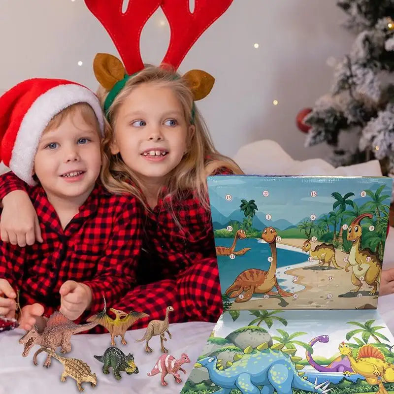 Kids' 24-Day Dinosaur Christmas Advent Calendar with 3D Figures – PVC Holiday Countdown