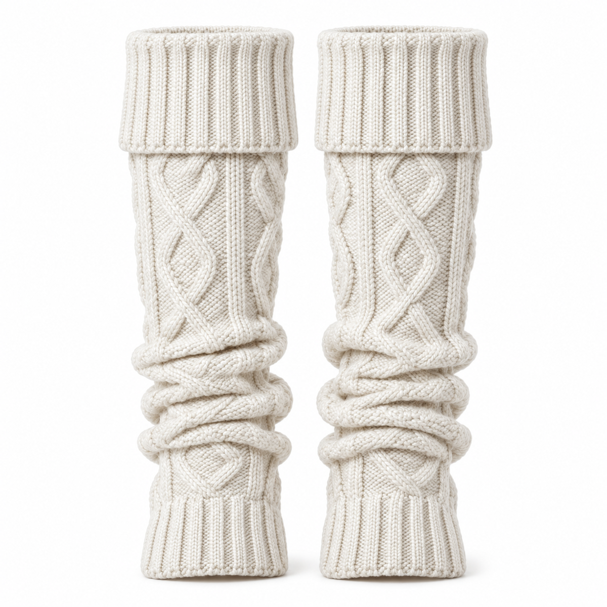 Knitted Leg Warmers | Stretchy Acrylic Fit | Approx. 40 cm Long Leg Warmers for Indoor Wear, Autumn & Winter