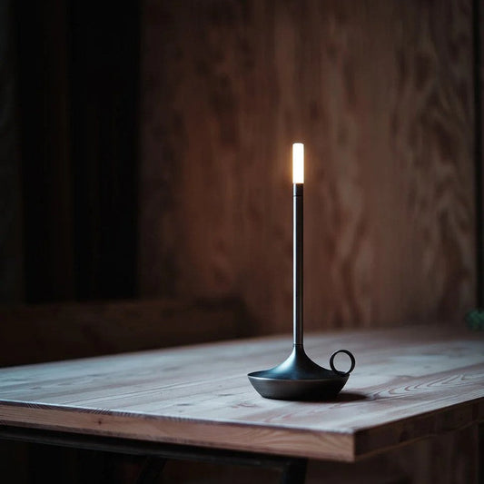 LED Cylinder Table Lamp - Aluminium - Modern Style - Rechargeable - Image 1