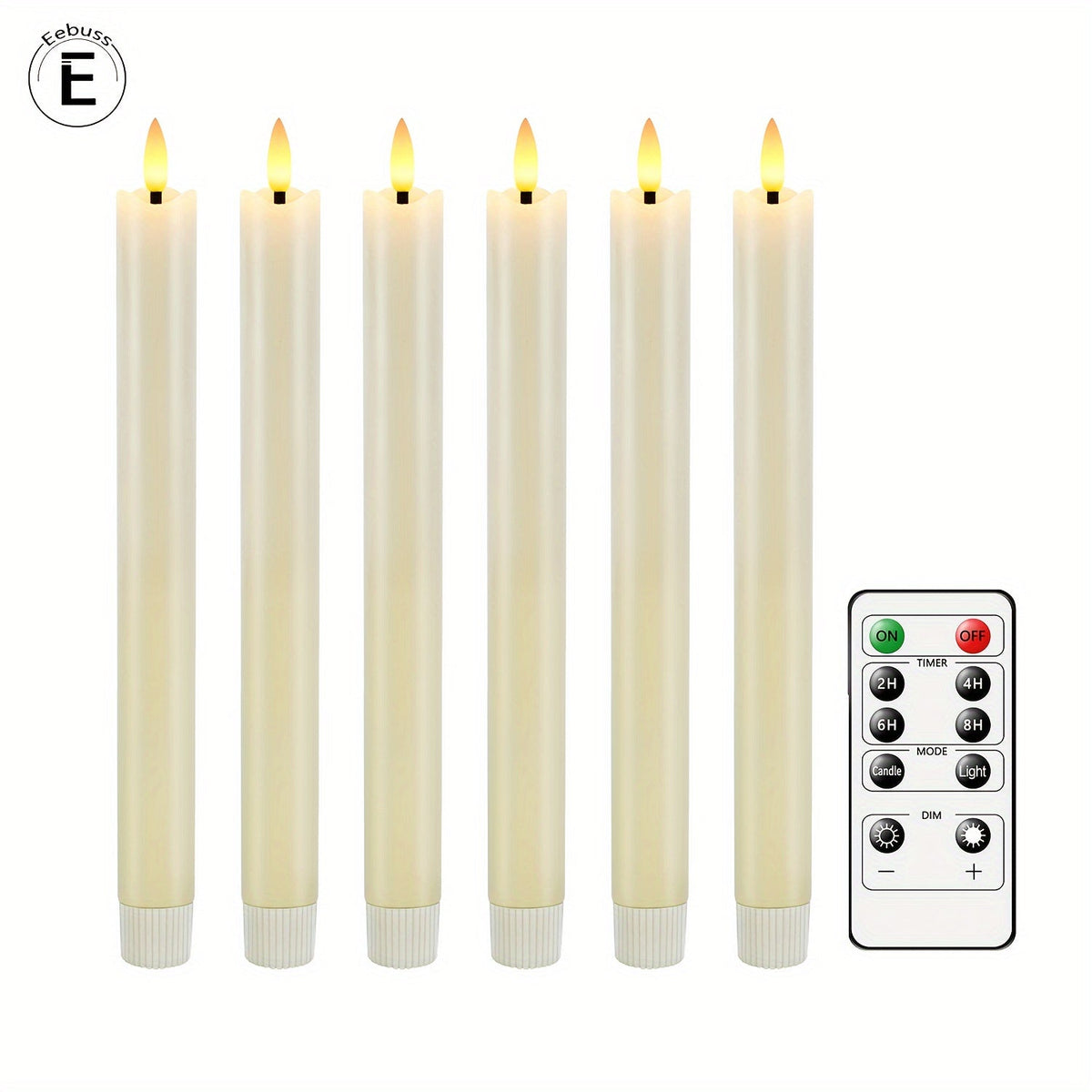 LED Taper Candles - Faux Wax - Flameless - Battery Operated - Remote Control - Set of 6 - Image 5