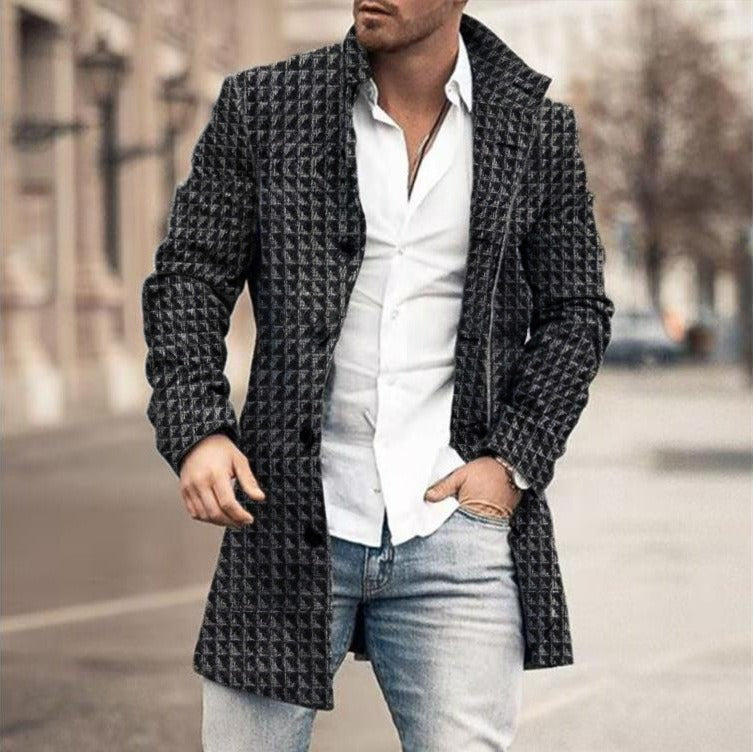 Men's Buttoned Trench Coat