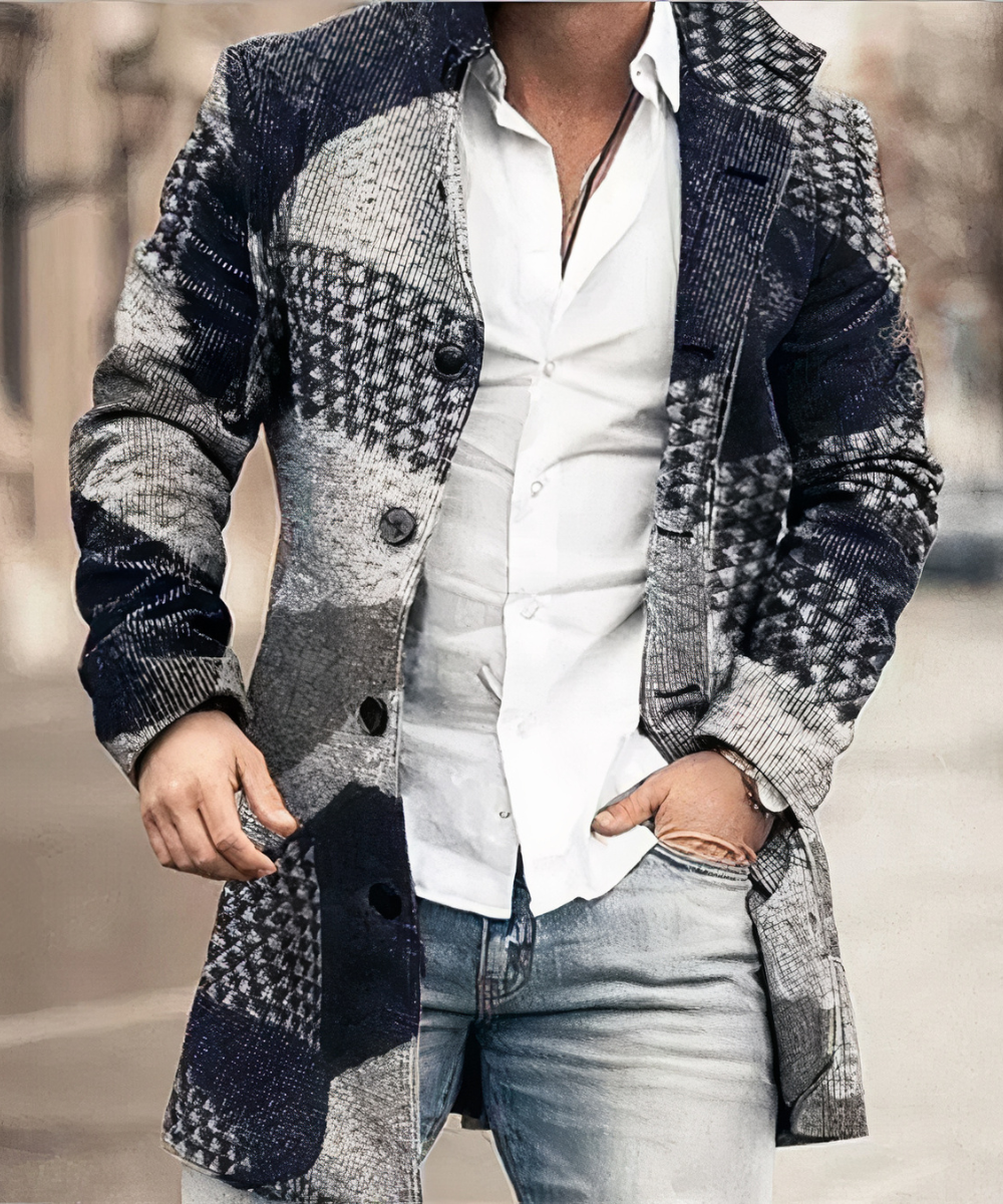 Men's Buttoned Trench Coat
