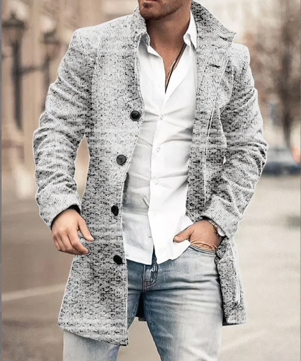 Men's Buttoned Trench Coat
