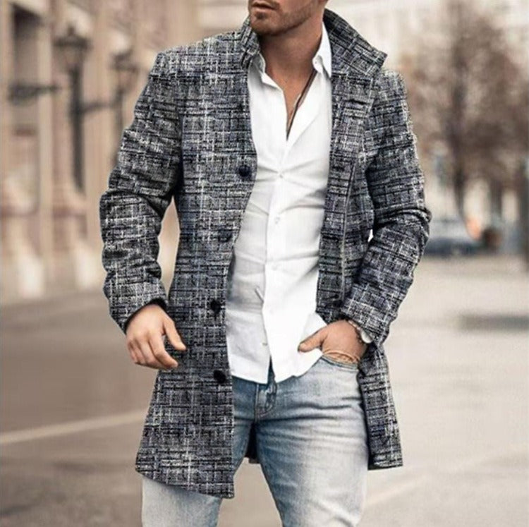 Men's Buttoned Trench Coat