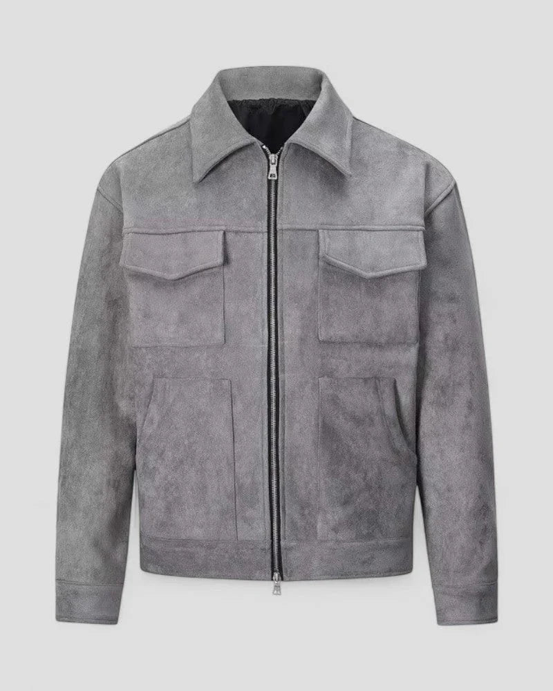 Men's Casual Jacket with Zipper and Pockets