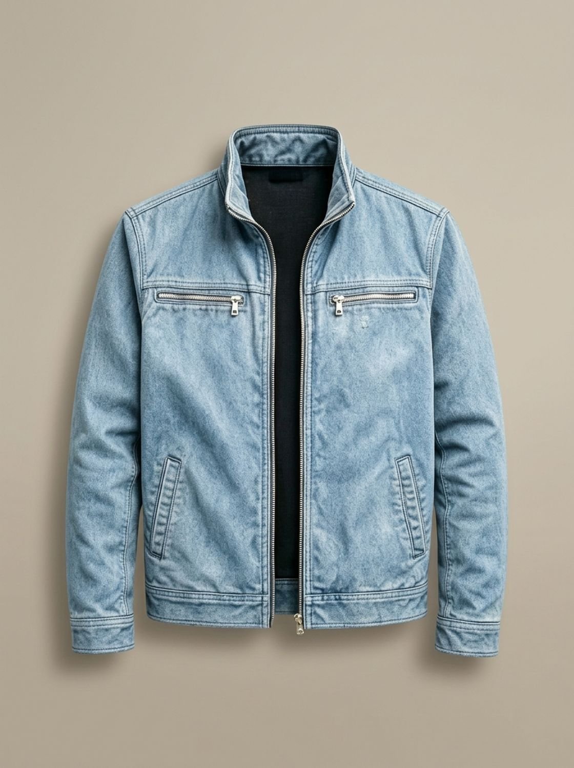 Men's Cotton Stand-Collar Multi-Pocket Zip-Up Jacket