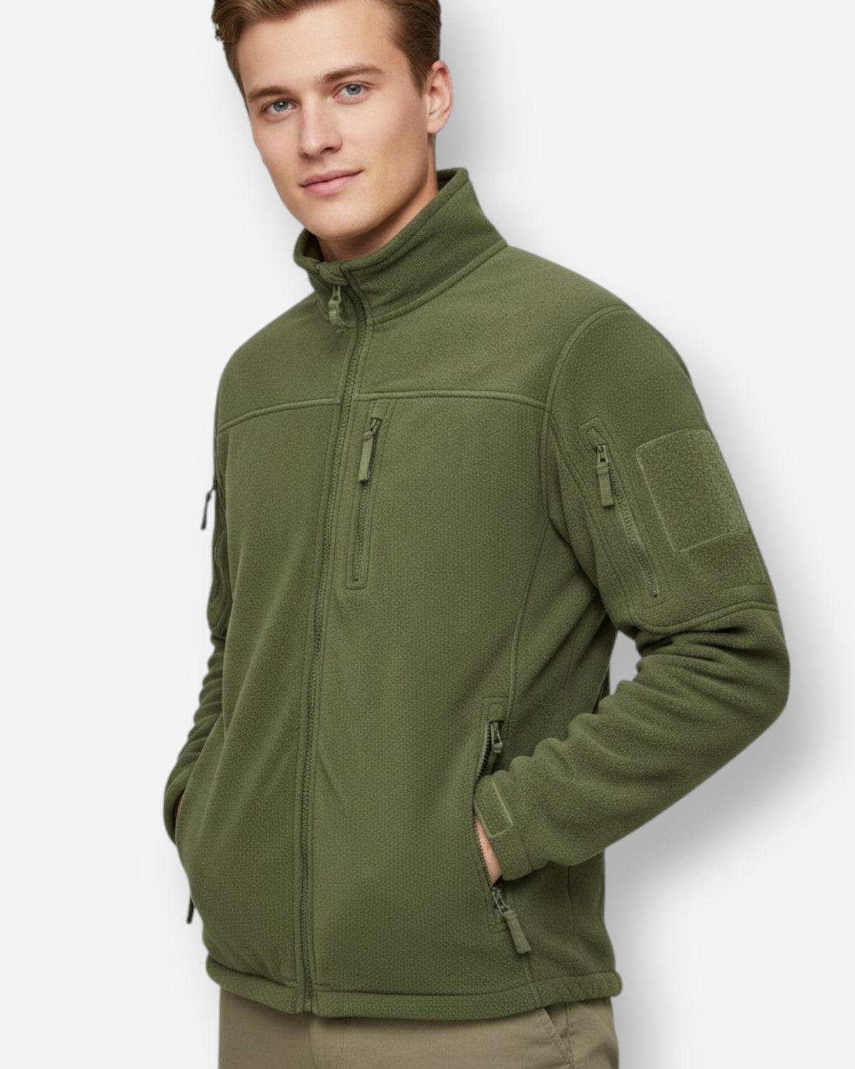Men's Fleece Jacket | Stand Collar & Full Zip | Classic Jacket with Zippered Pockets for Everyday & Outdoor Use