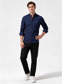 Men's Long-Sleeve Stand-Up Collar Shirt