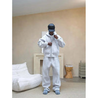 Men's Oversized Tracksuit Set with Zip Hoodie and Wide-Leg Sweatpants