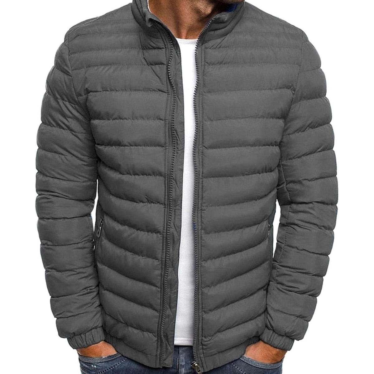 Men's Quilted Lightweight Stand-Collar Puffer Jacket