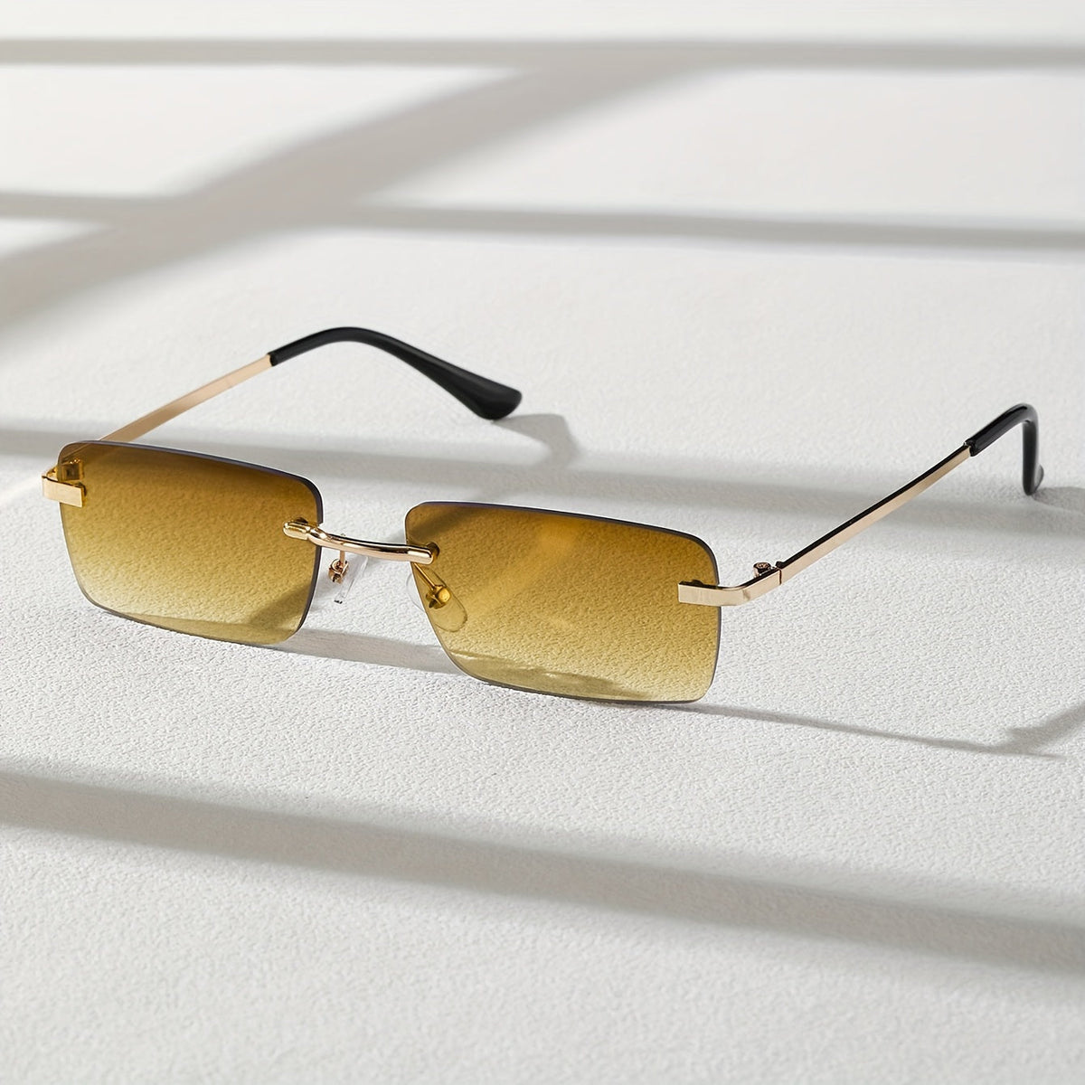 Men's Rimless Sunglasses with UV Protection and Lightweight Metal Frame