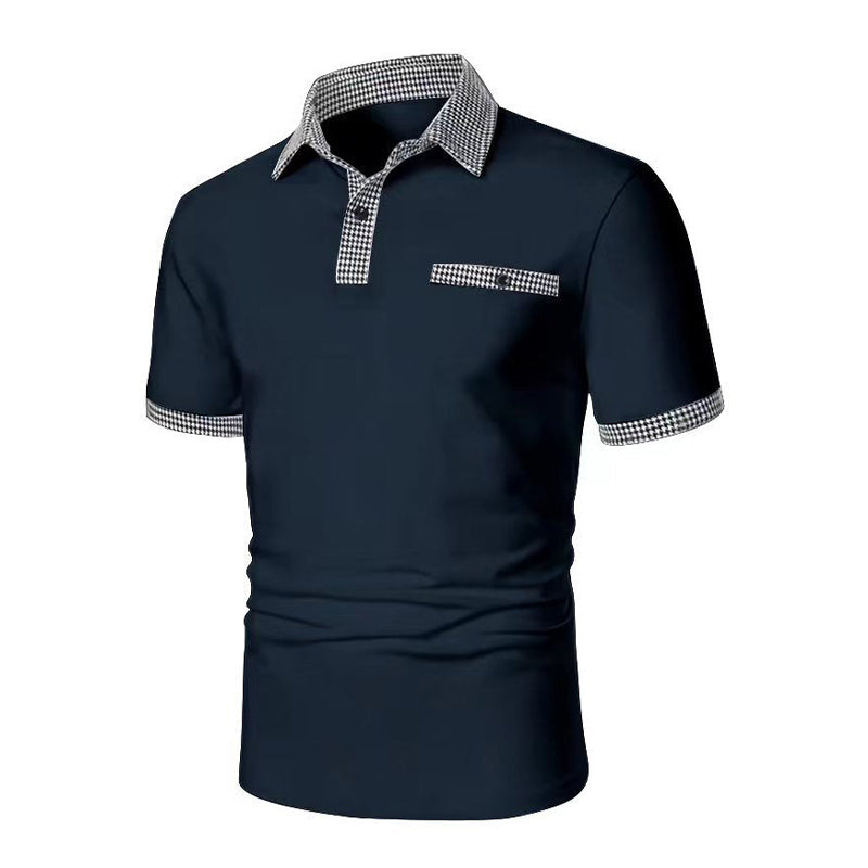 Men's Short-Sleeve Houndstooth Polo Shirt