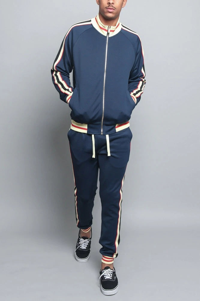 Men's Tracksuit | Striped Jacket & Joggers - Comfort