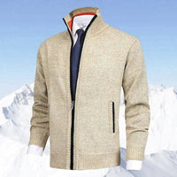 Men's Zip-Up Fleece-Lined Knit Cardigan Sweater