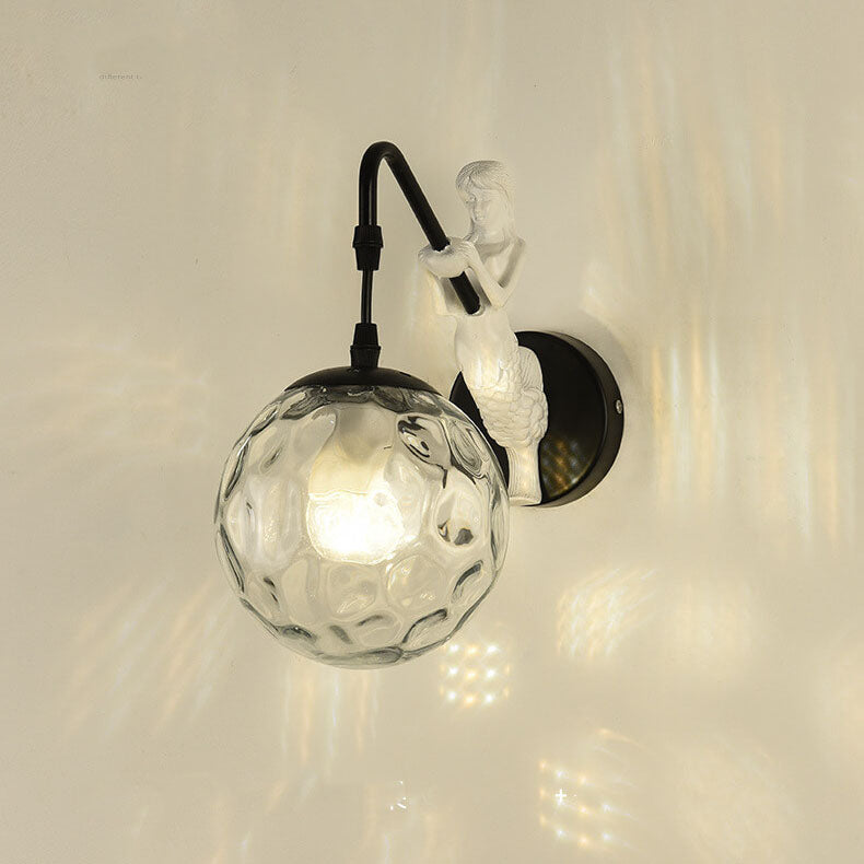 Mermaid Glass Globe Wall Lamp - Vintage Style Lighting Fixture - Image 1