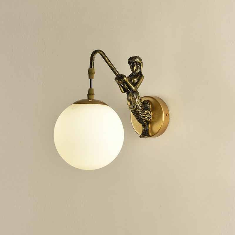 Mermaid Glass Globe Wall Lamp - Vintage Style Lighting Fixture - Image 2